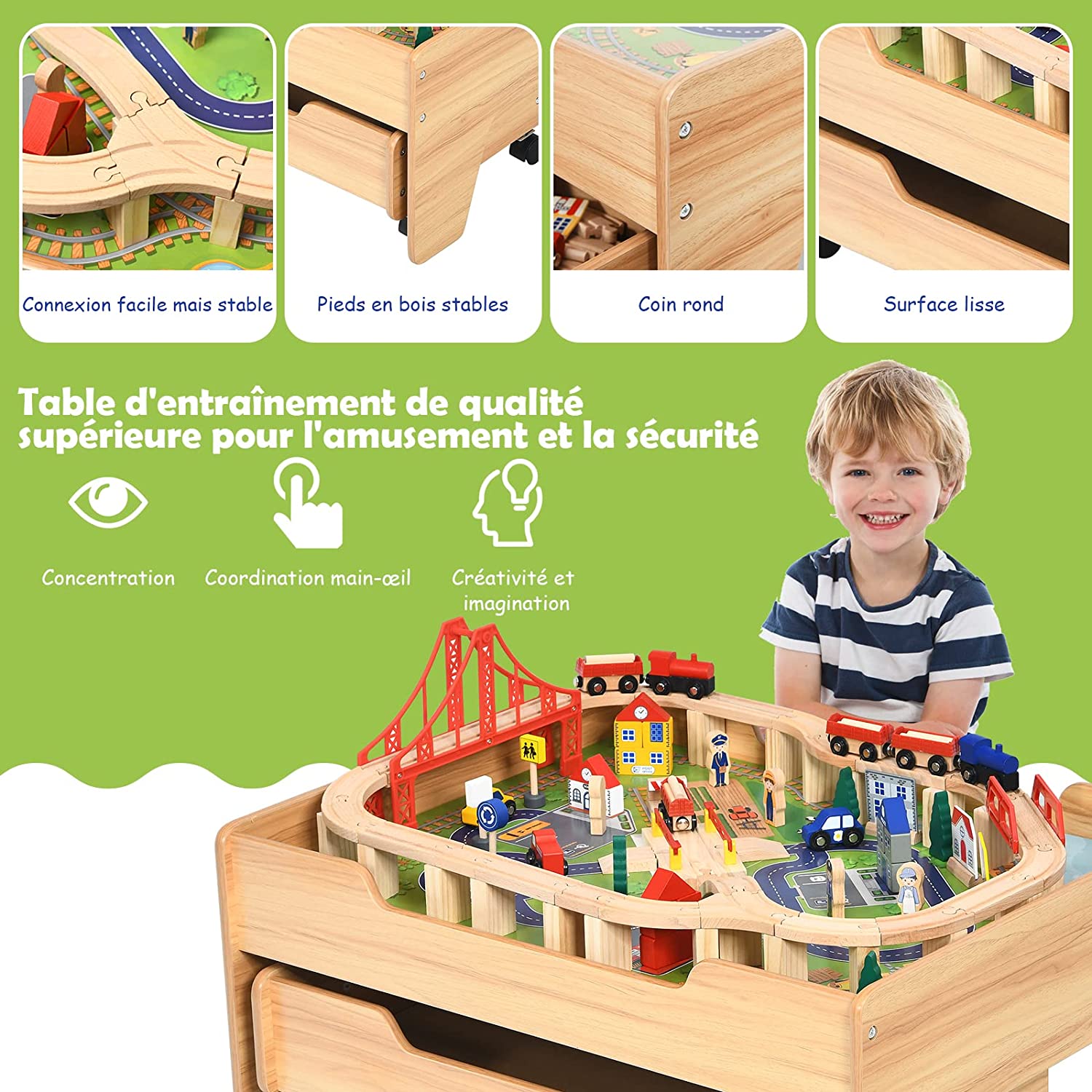 Circuit Voiture Enfant 100 Pcs Avec Table D'activités
