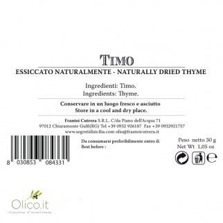 Thym Naturellement Séché 30 Gr FRANTOI CUTRERA