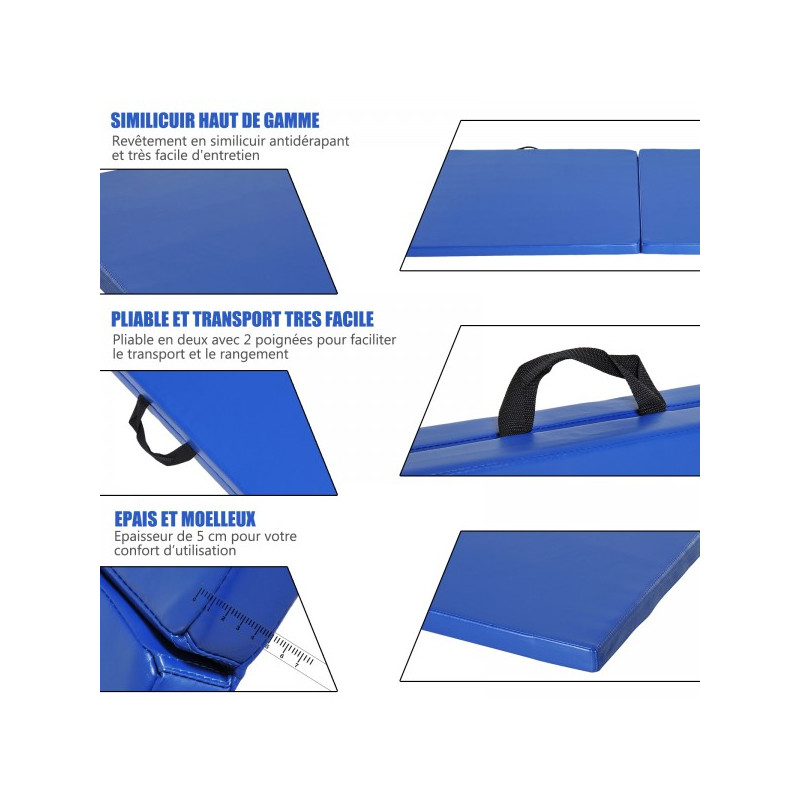 Tapis De Gymnastique Fitty Polyvalent Bleu