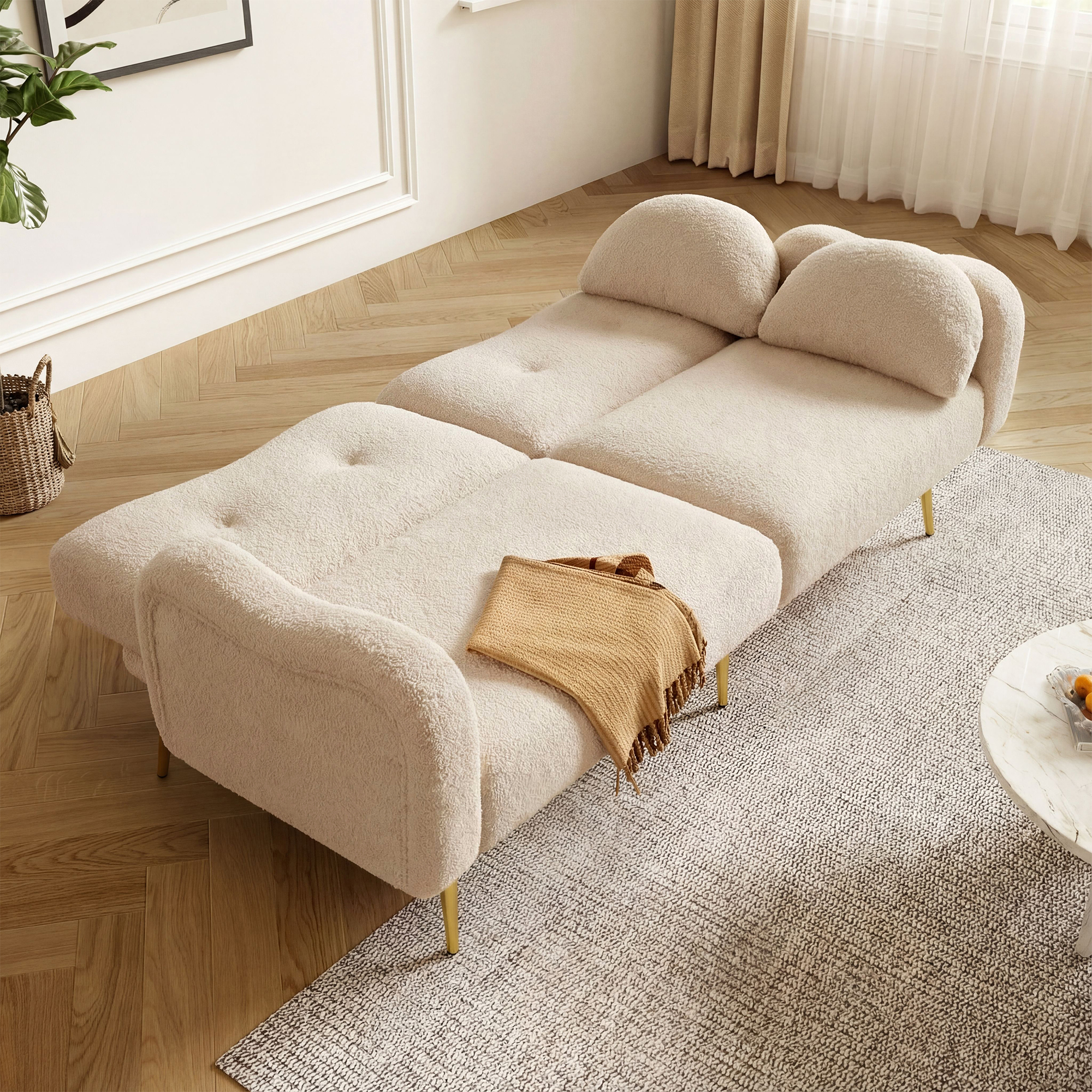 Canapé convertible beige et naturel - vue principale