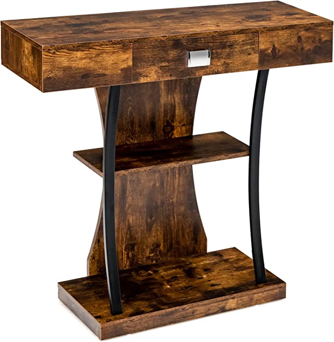 Costway Table De Console Industrielle À 3 Étagères