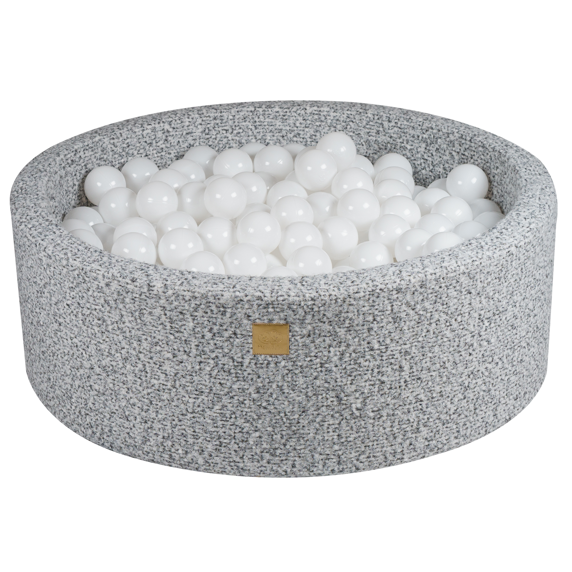 Piscine Sèche Ronde 90x30cm/200 Balles, Boucle, Gris Chiné: Blanc