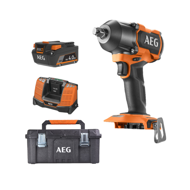 Pack Aeg 18v - Boulonneuse À Chocs Brushless 700 Nm - Batterie 4.0 Ah - Chargeur - C