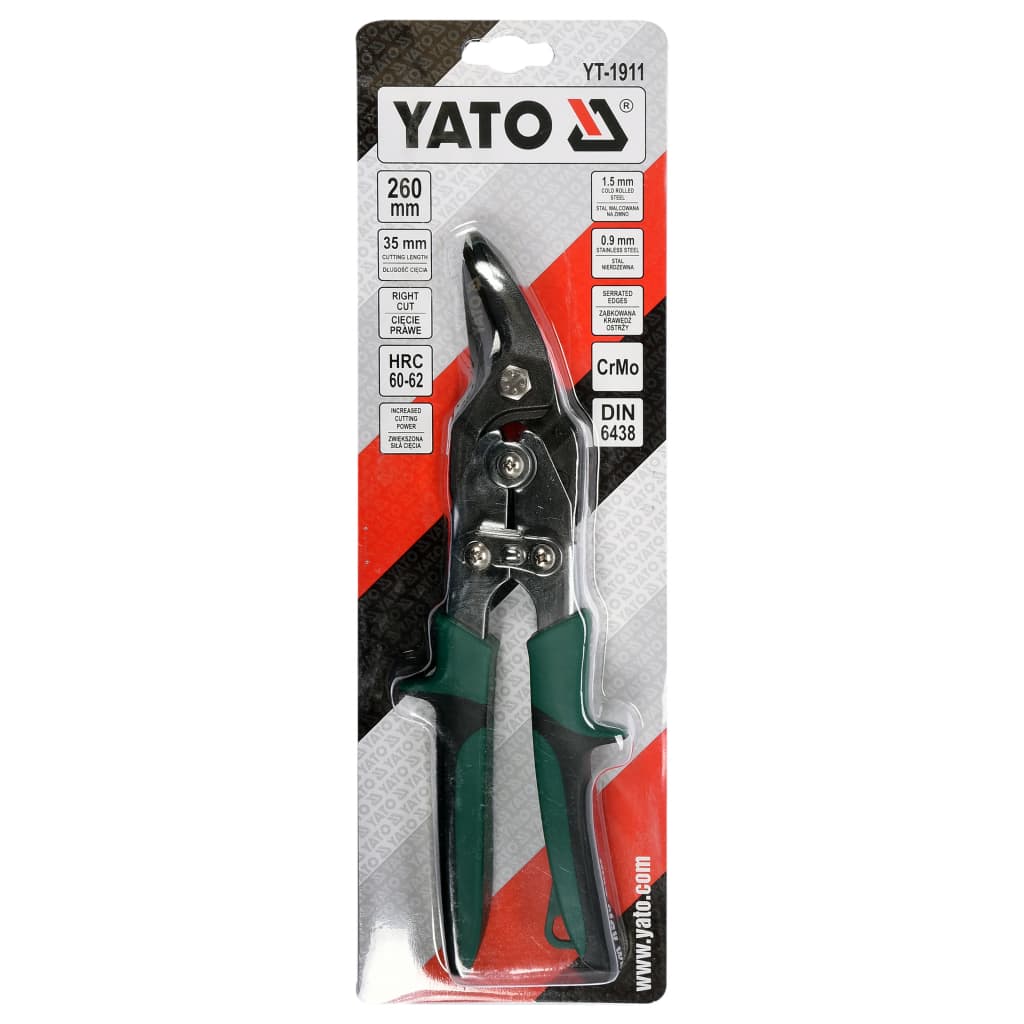 Cisaille À Étain Droite 260 Mm Vert Yato