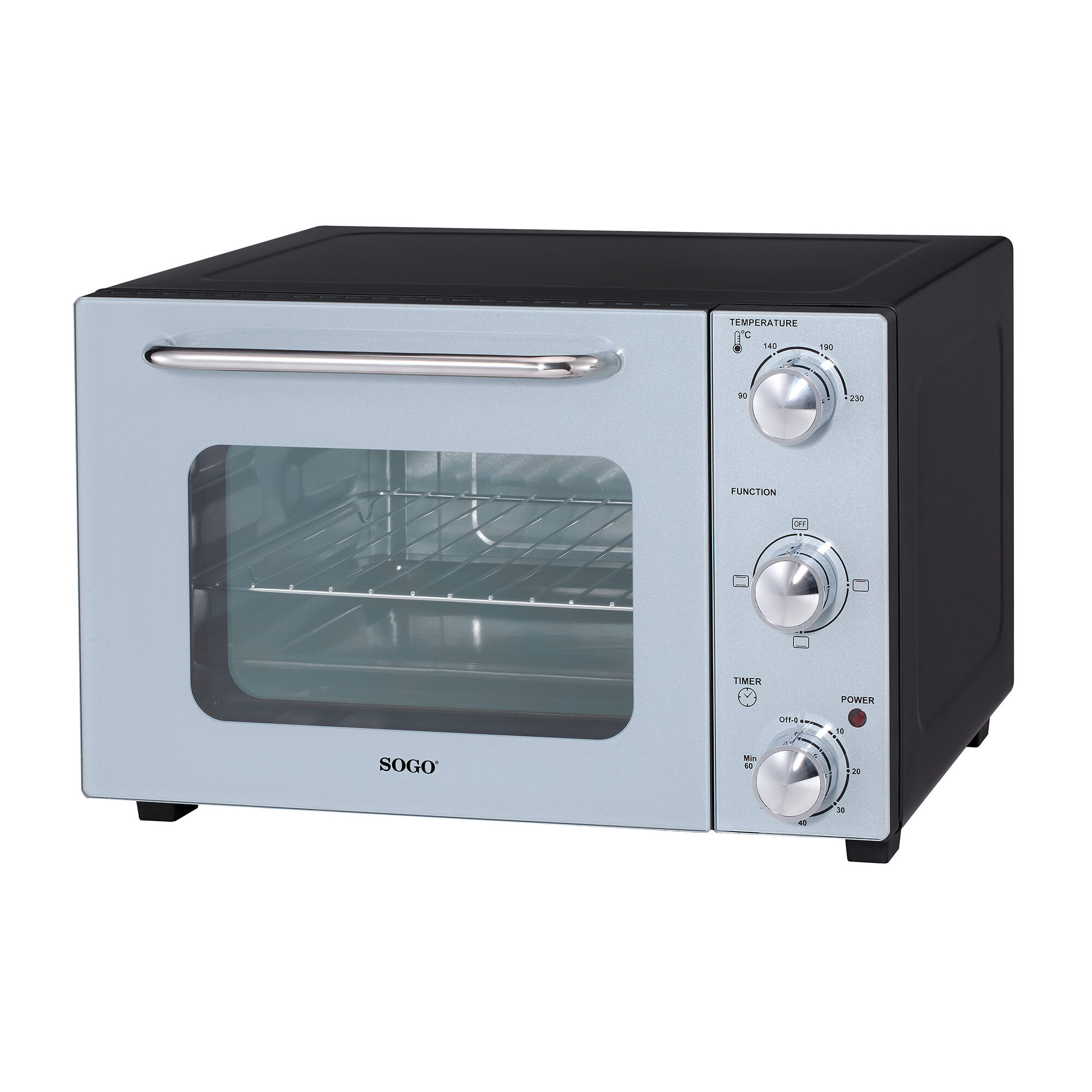 Image of SOGO Forno Elettrico 22L 1300W con Grill – Temperatura Regolabile 90-230°C, Timer 60 Min, Porta Doppio Vetro, Accessori Inclusi