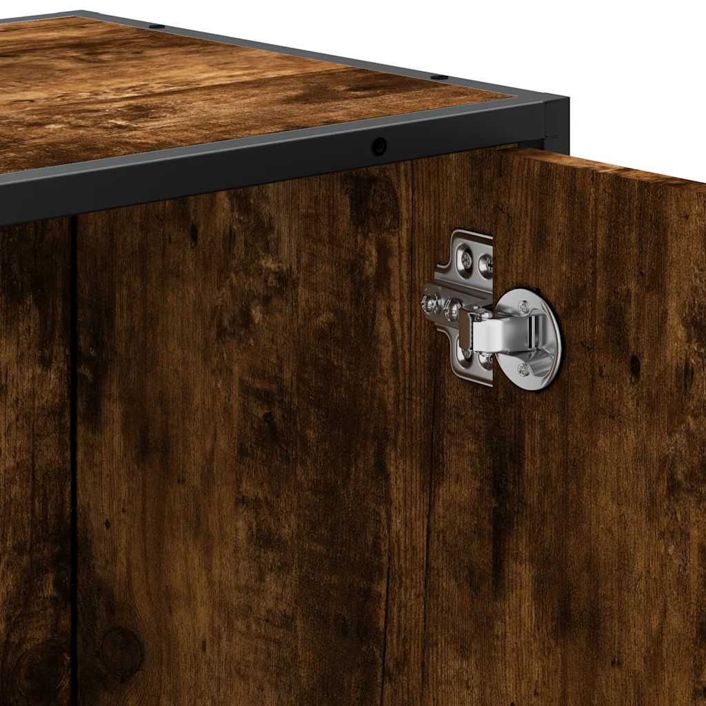 Armoire De Lavabo De Salle De Bain | Meuble Sous Vasque | Rangement Sous Lavabo Chêne Fumé 65x33x60 Cm