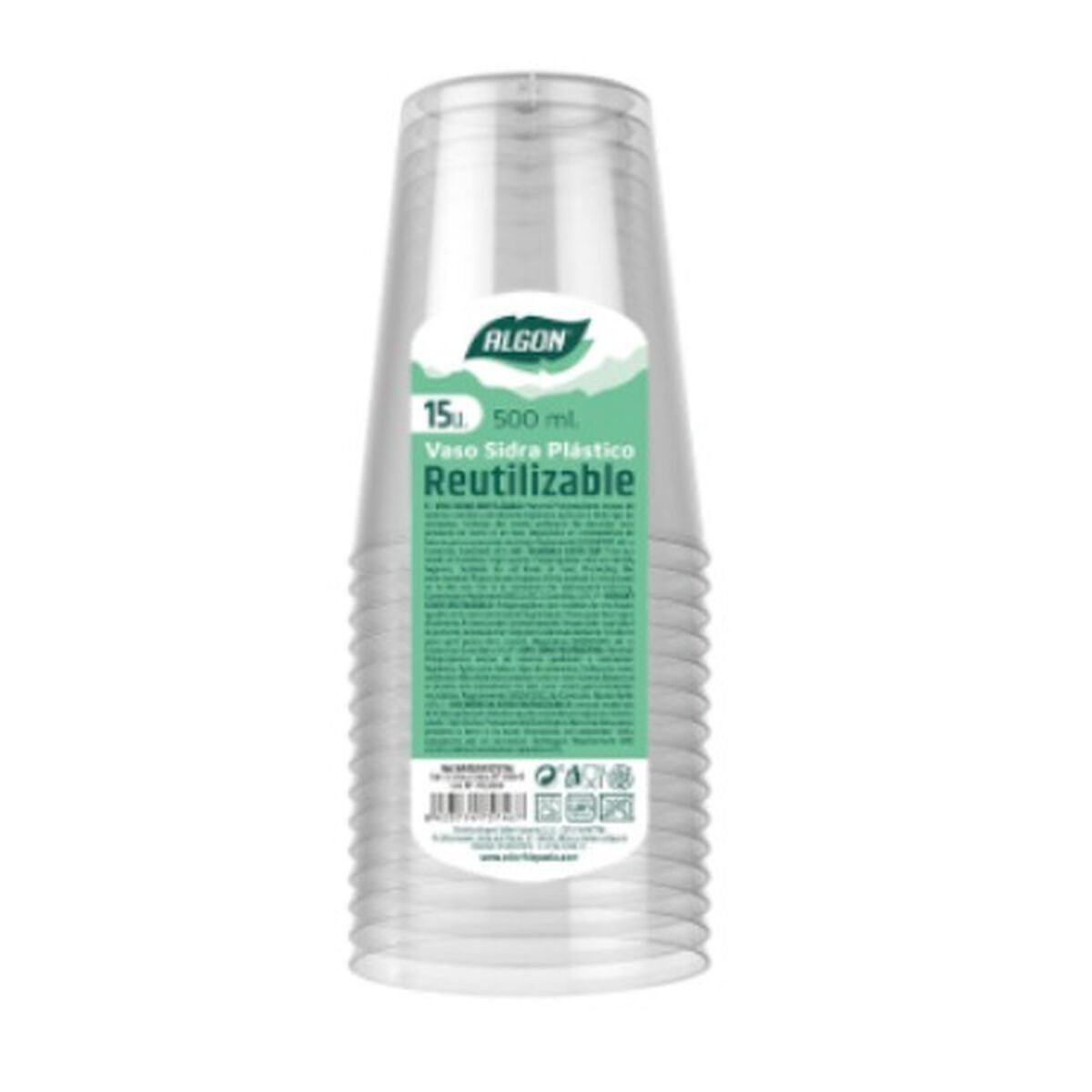 Set De Gobelets Réutilisables Algon Transparent Cidre 500 Ml (15 Unités)
