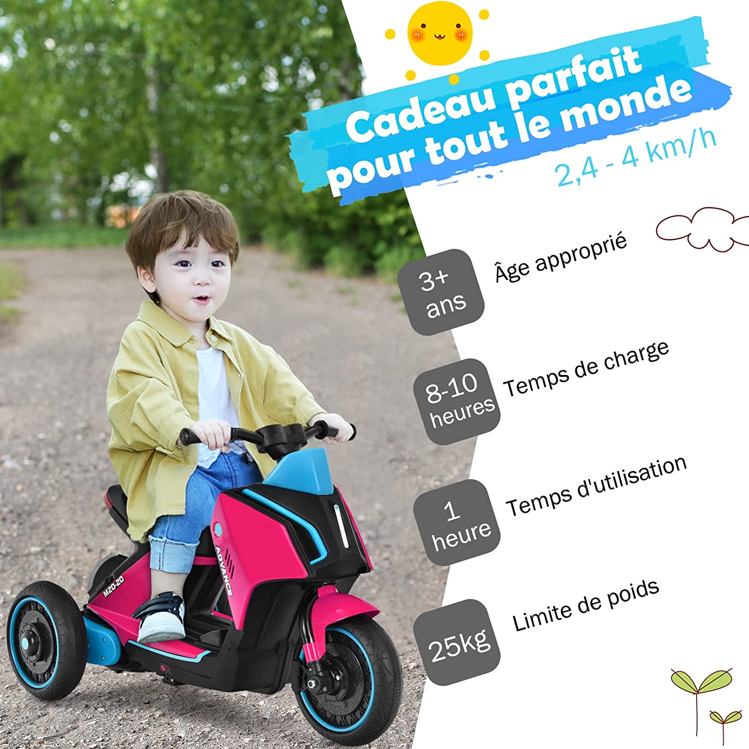 Moto Électrique pour Enfants de 3 à 6 Ans Kawasaki avec Batterie 12V + Pédale Accélérateur + Frein Automatique + Roues Stabilisatrices + Vitesse 6 km/h + Vert - INJUSA