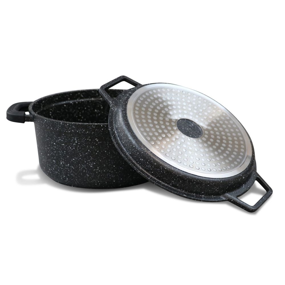 Faitout 24 Cm - 2 En 1 Avec Grill - Fonte D'aluminium - Tous Feux