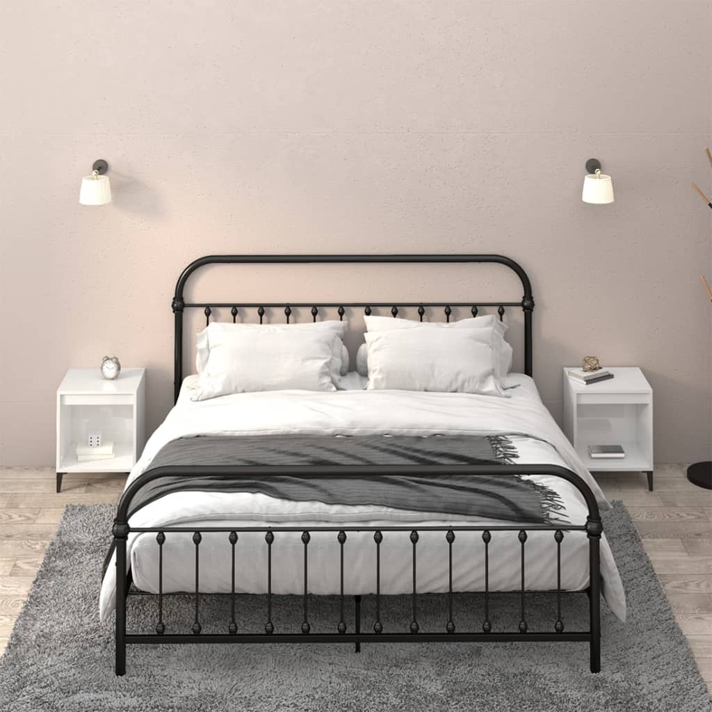 Tables De Chevet | Tables De Nuit | Tables D'appoint 2 Pcs Blanc Brillant 40x35x50 Cm