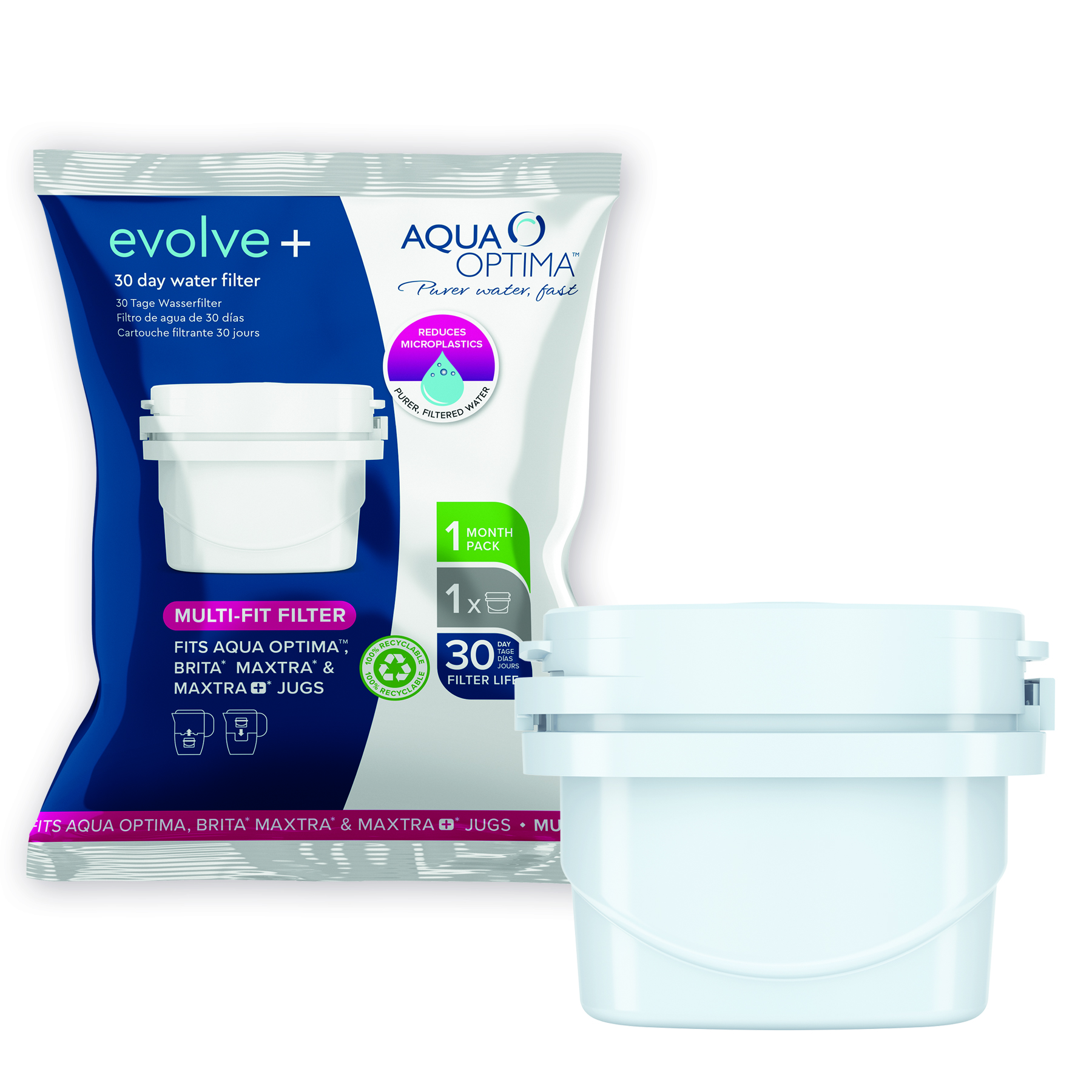 Aqua Optima Filter Single Plastic White 30 Day "Evolve+"