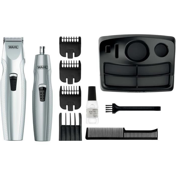 Tondeuse WAHL Sans Fil - Pour Barbe, Nez, Oreilles - Gris, Fonction Pile