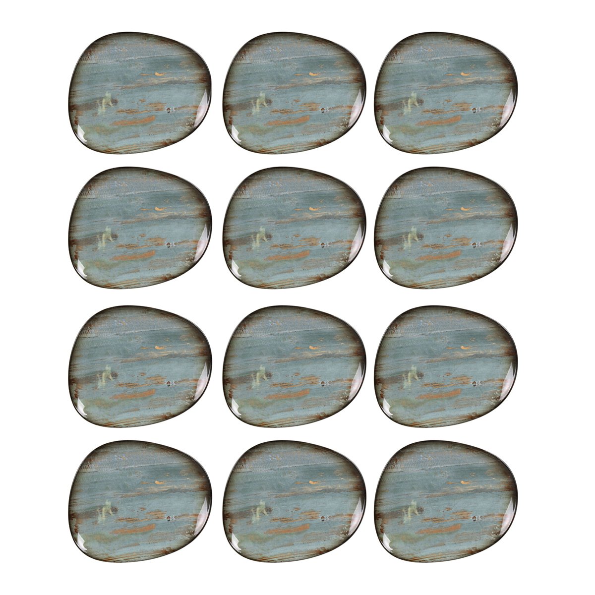Assiettes Plates De 12 Pièces Ovales Et Empilables, Medusa, Plat En Porcelaine Multicolore