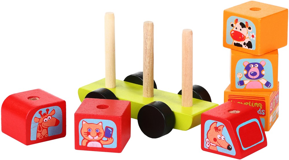 Figurine De Triage En Bois Cubika Mini Bus Joyeux Animaux