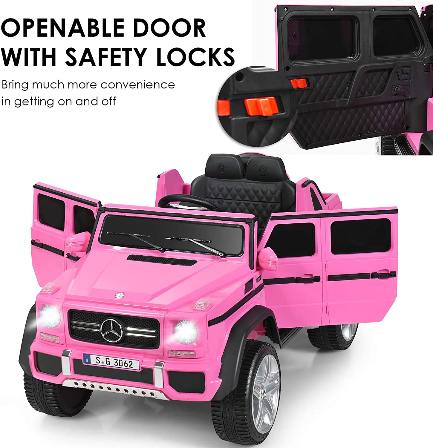 Voiture Électrique 12v Pour Enfants 3-8 Ans, Avec Télécommande 2.4g Rose