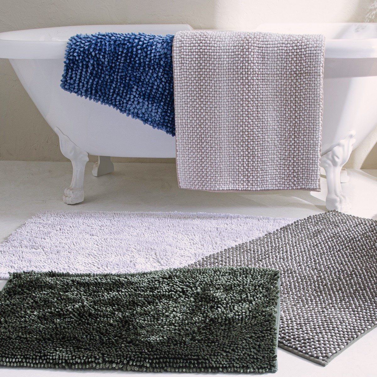 Tapis De Bain En Polyester Uni Kaki 60x120cm
