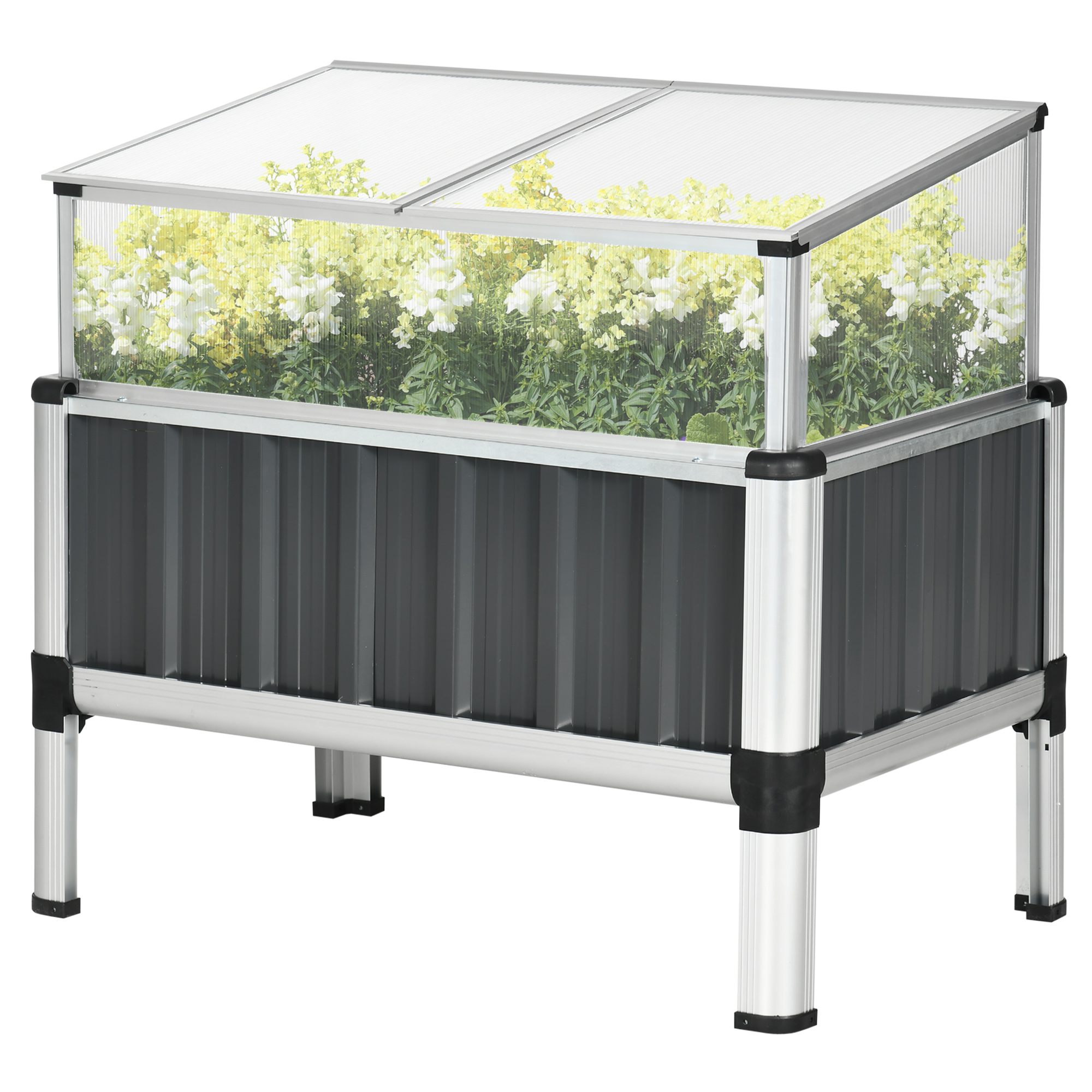 Mini Serre Sur Pied - 2 Lucarnes - Alu. Tôle D'acier Polycarbonate à