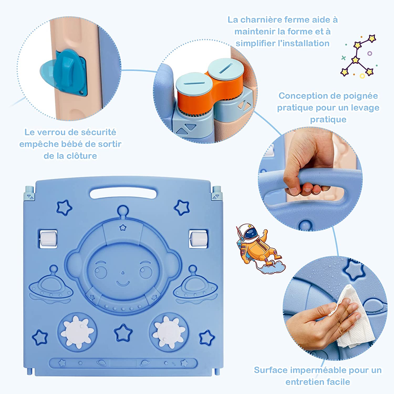 Parc Pliable Pour Bébé 6 À 36 Mois 16 Panneaux Modulable Aire D'activités Avec Porte