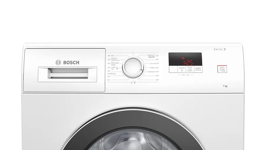 Machine à laver Bosch Waj20061es, Capacité 7 Kg L9 cm Essorage 1000 Tours/Min Classe D - Blanc
