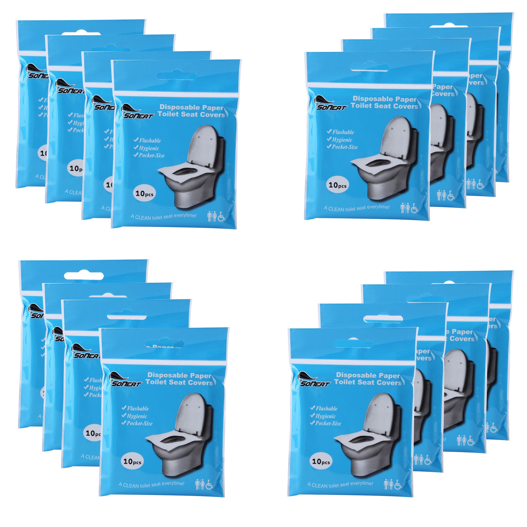 Disposable Paper Toilet Seat Covers 16 Packs of 10 Sheets