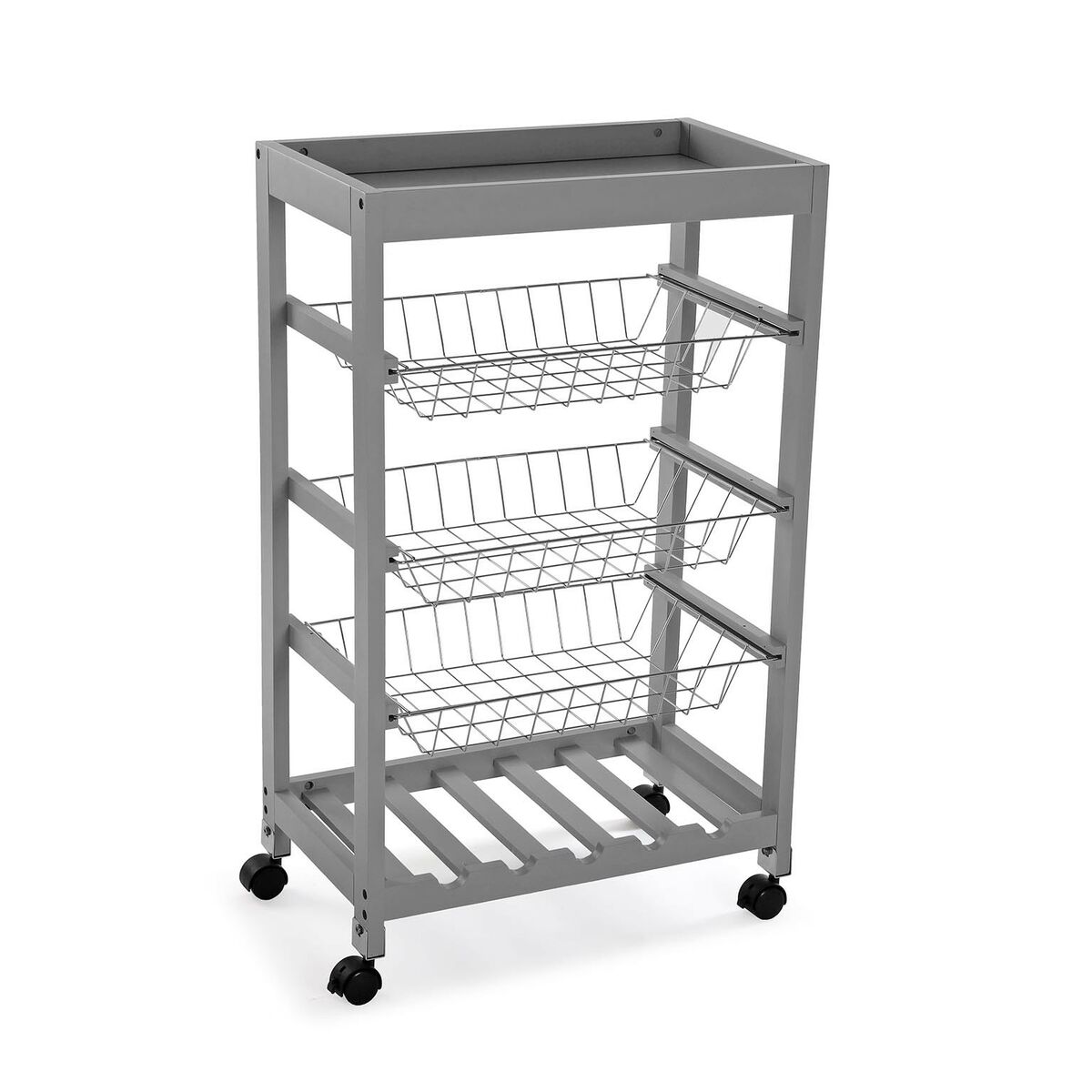 Chariot À Légumes Versa Gris 30 X 85 X 51 Cm Métal Bois Mdf