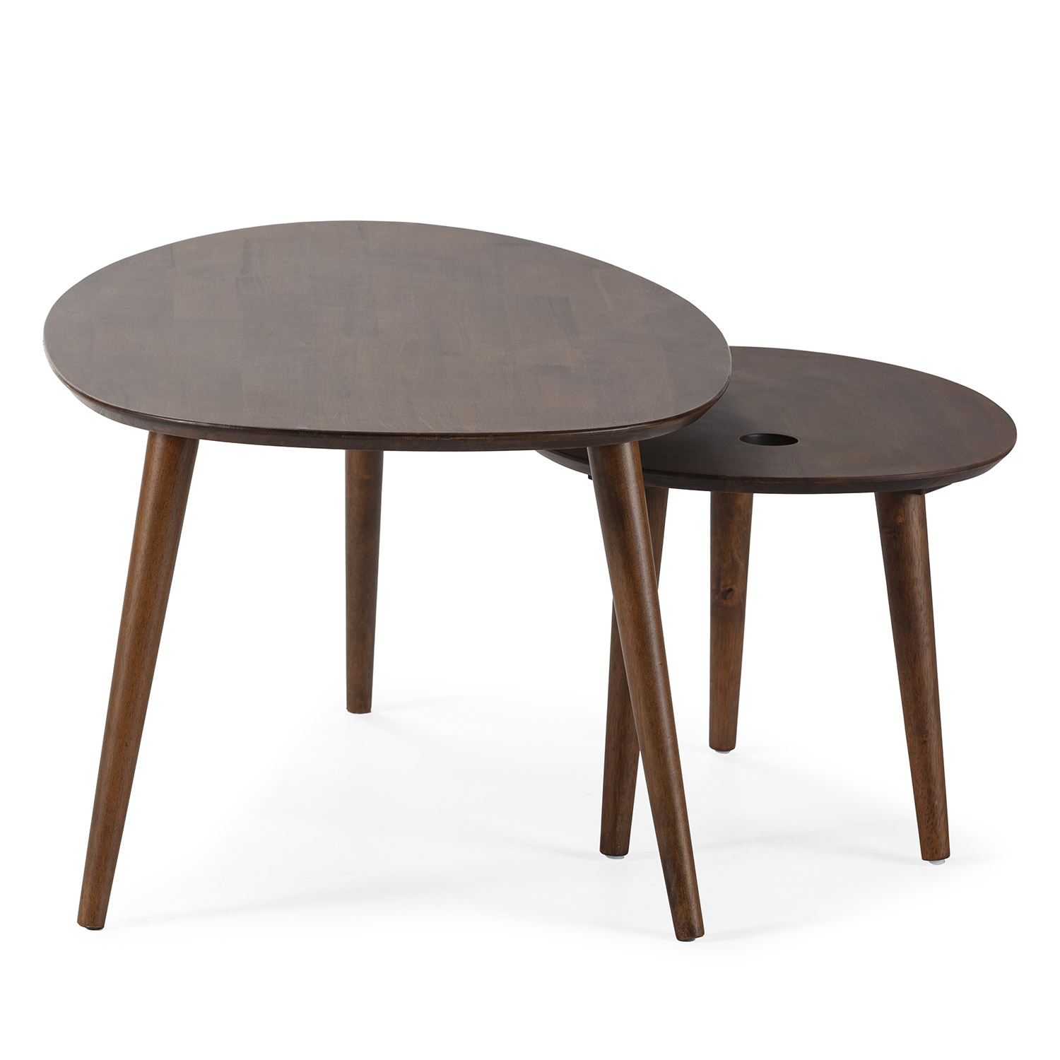 Set De 2 Tables Basses Eclipse Couleur Noyer, Bois Massif