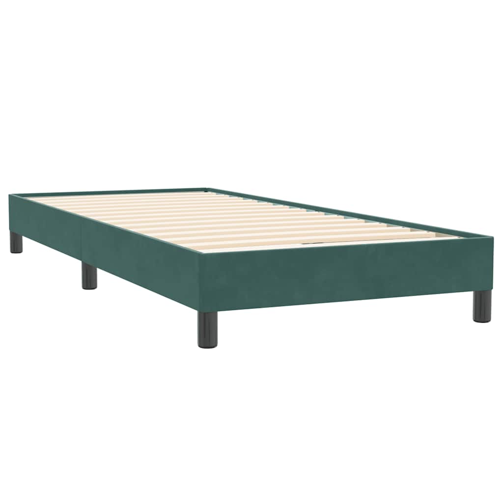 Sommier À Lattes De Lit Et Matelas Vert Foncé 80x220 Cm Velours