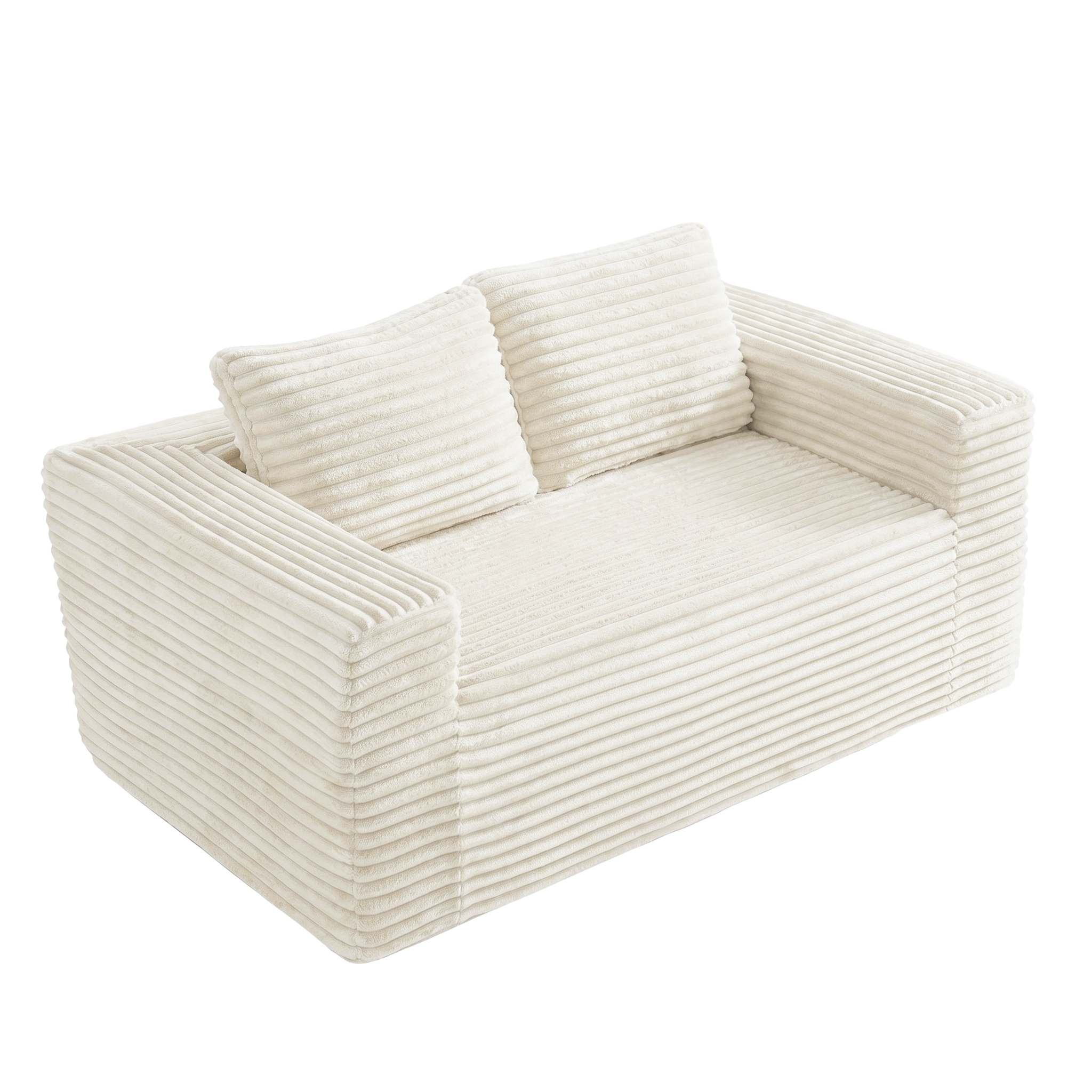 Canapé droit beige sur fond blanc