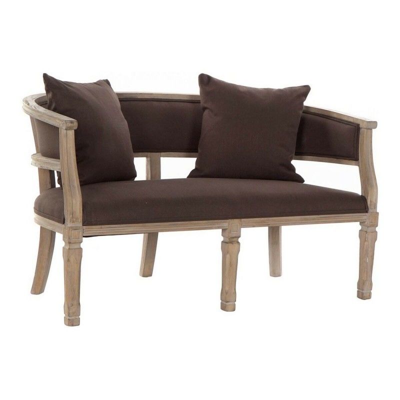Canapé Thyann Marron Lin Bois D'hévéa Traditionnel (122 X 69 X 72 Cm)