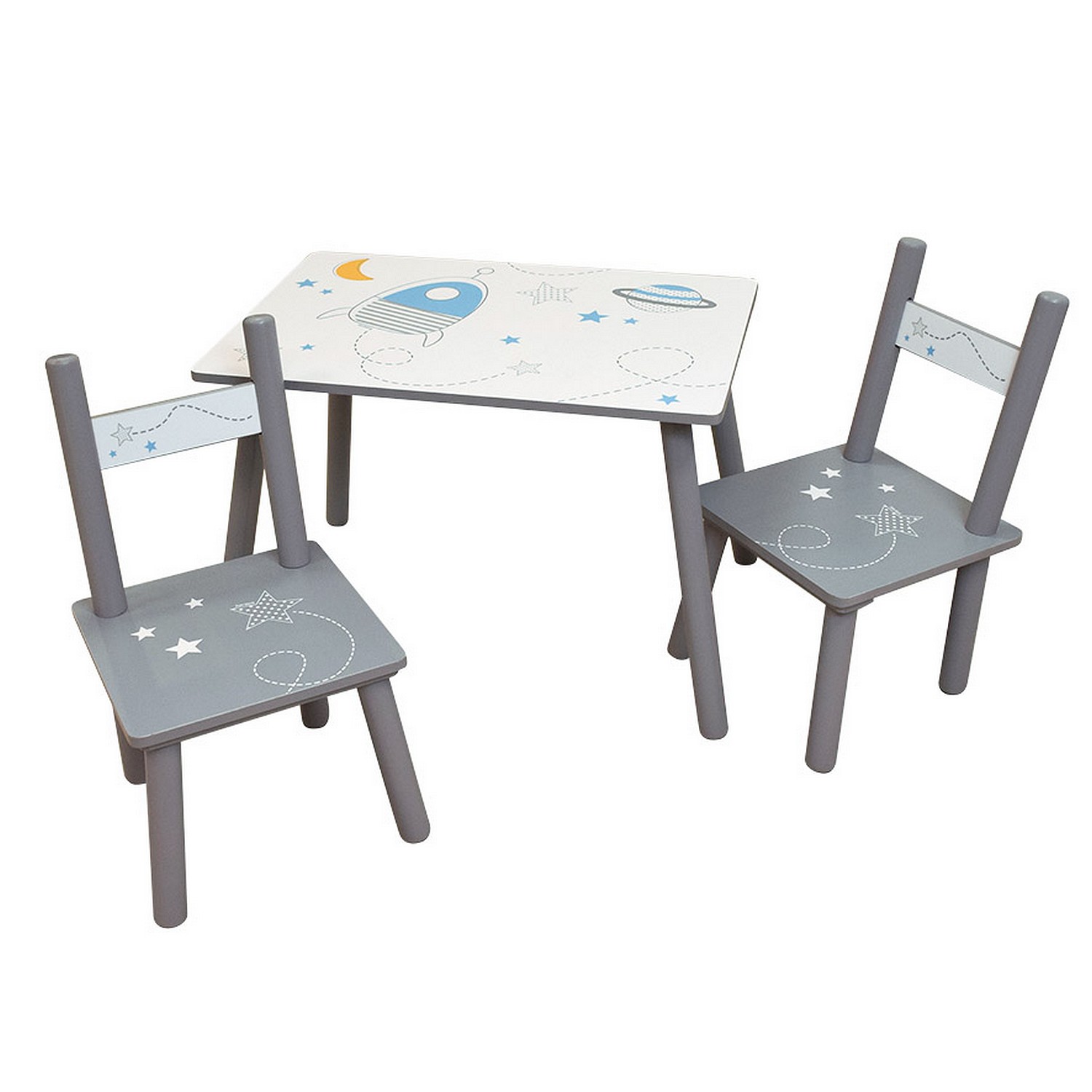 Espace Table Rectangulaire H.41,5xl.61xp.42 Cm + 2 Chaises H.49,5xl.31xp.31,5cm Pour