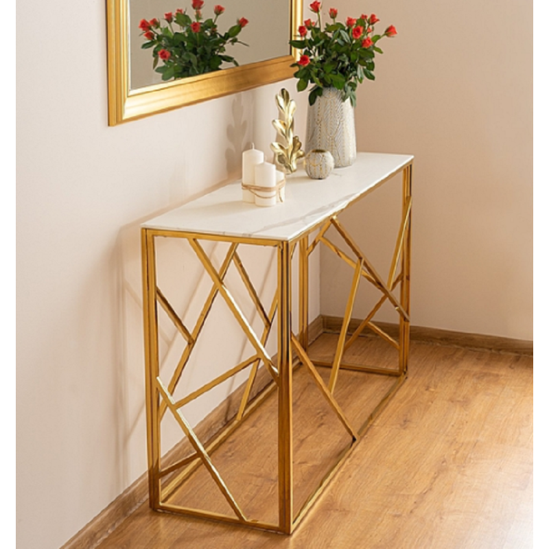 Console En Verre 120 X 40 X 78 Cm - Banc/doré à Prix Carrefour