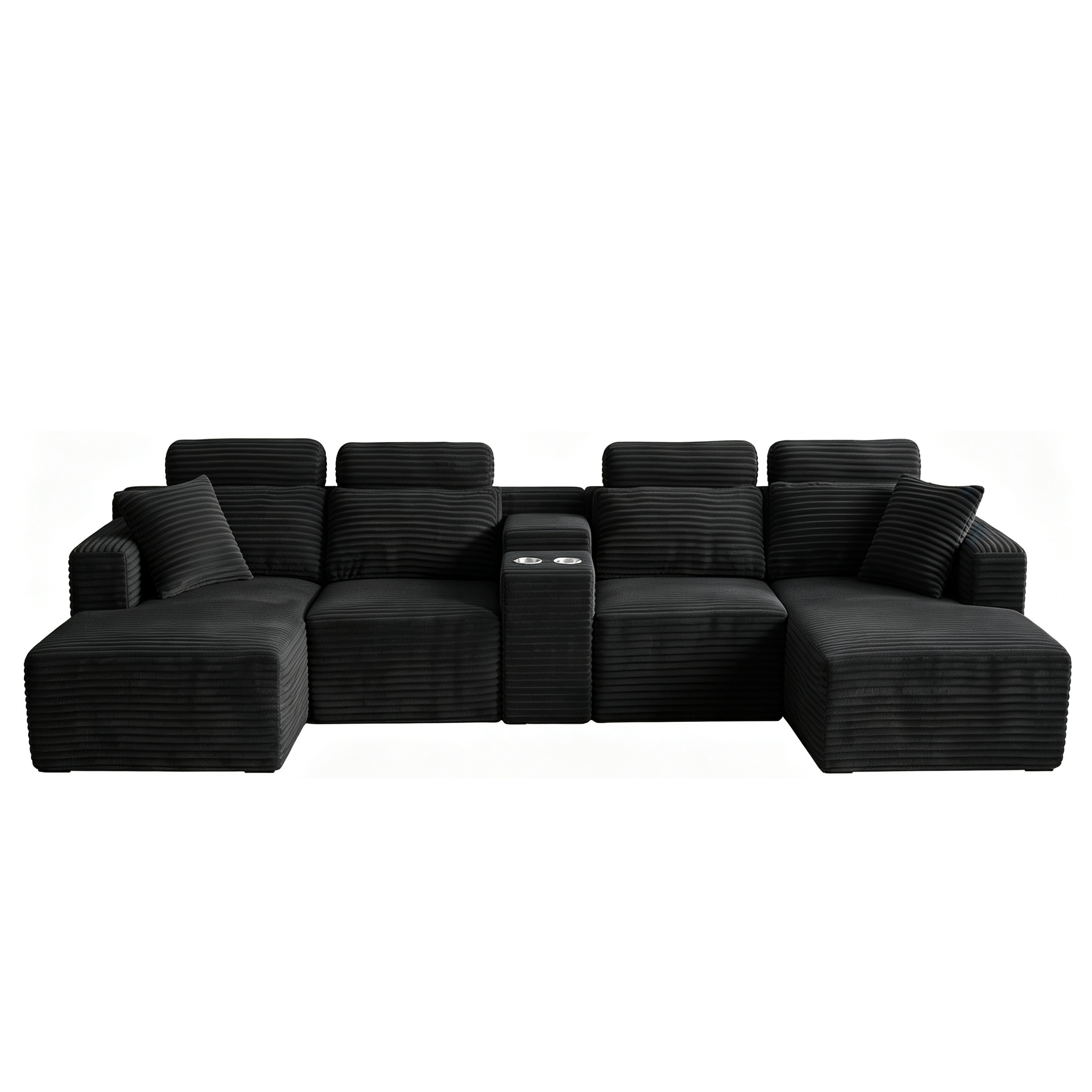 Canapé d'angle modulable noir sur fond blanc