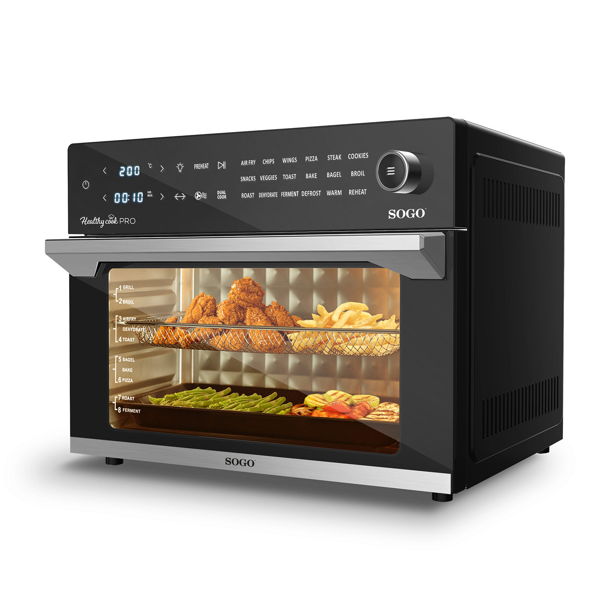 Image of SOGO Friggitrice Forno e Disidratatore 30L 1800W con 18 Menu Preimpostati e Timer 12 Ore