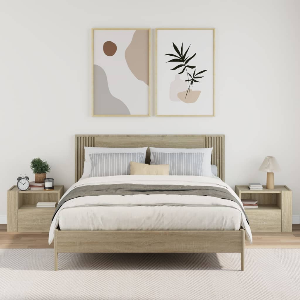 Tables De Chevet Murales | Tables De Nuit Suspendues | Tables D'appoint 2 Pcs Chêne Sonoma 45x30x35 Cm