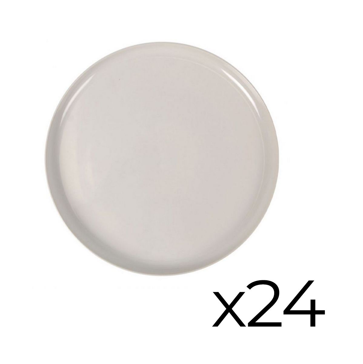Lot De 24 Assiettes De Service, Rondes Et Empilables Plates,davos, En Porcelaine Ivoire-15,5 X 2,1cm