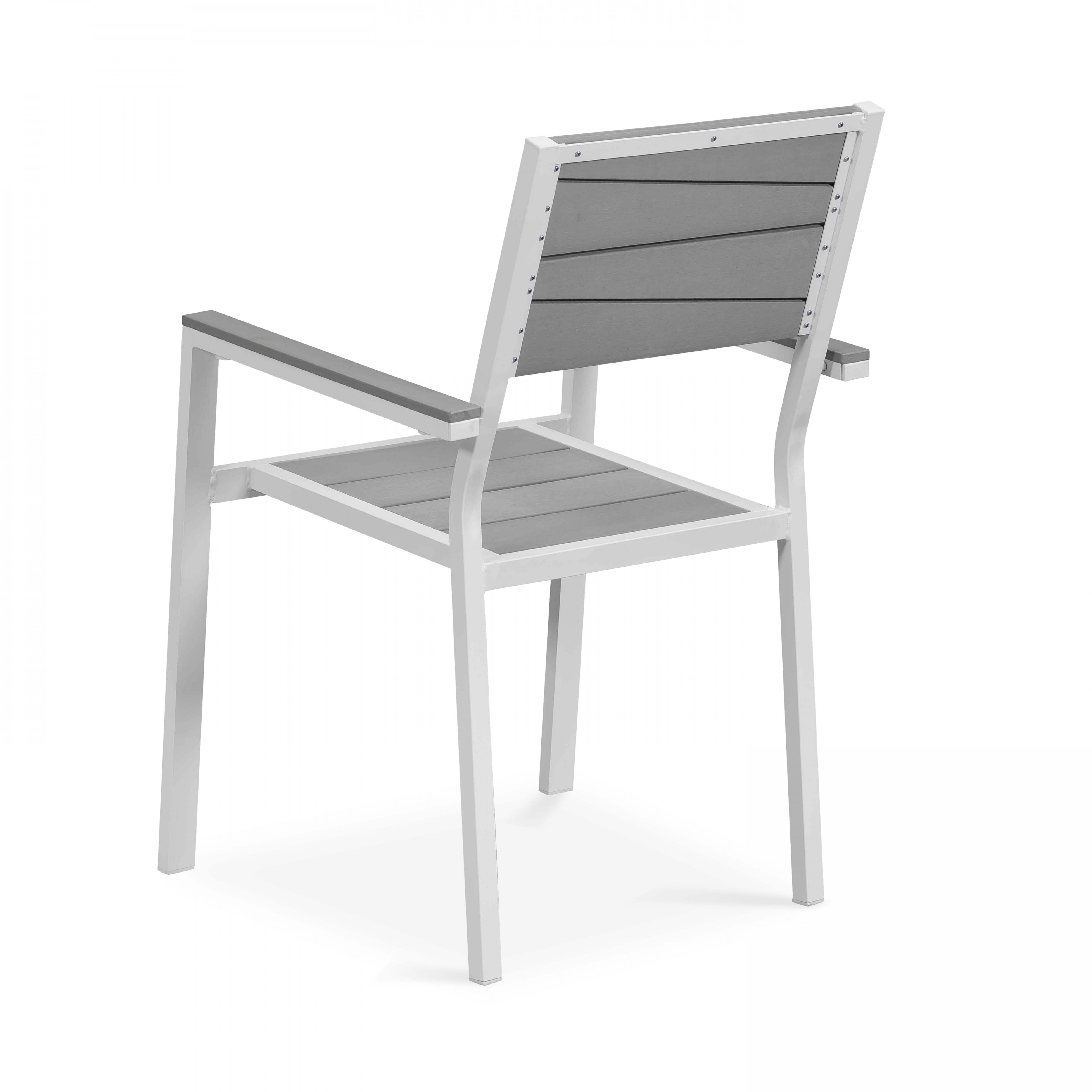 Lot De 2 Fauteuils De Jardin Aluminium Et Bois Synthétique Blanc à Prix