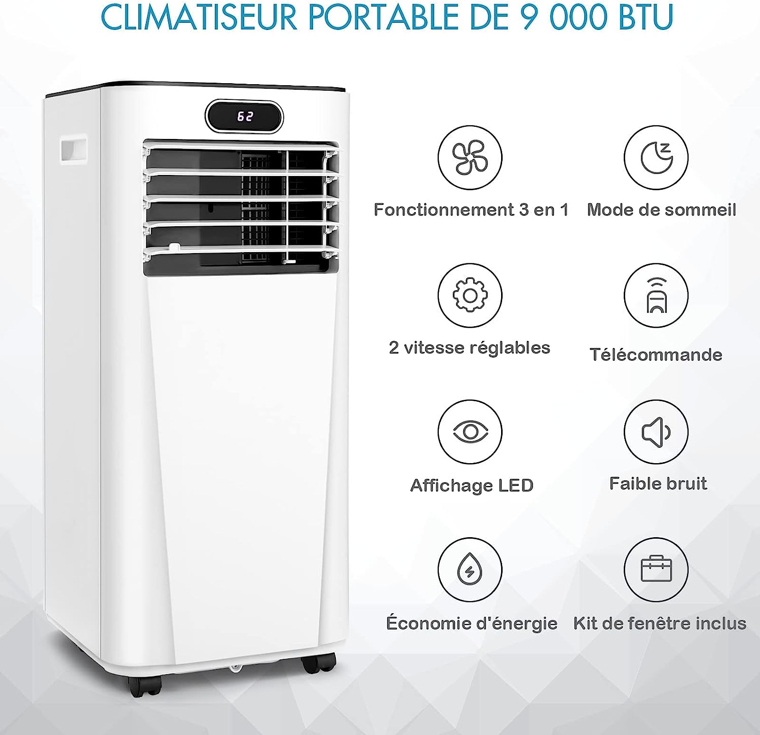 Climatiseur Mobile 7000 Btu 4 En 1 classe nerg tique A Eco R290 
