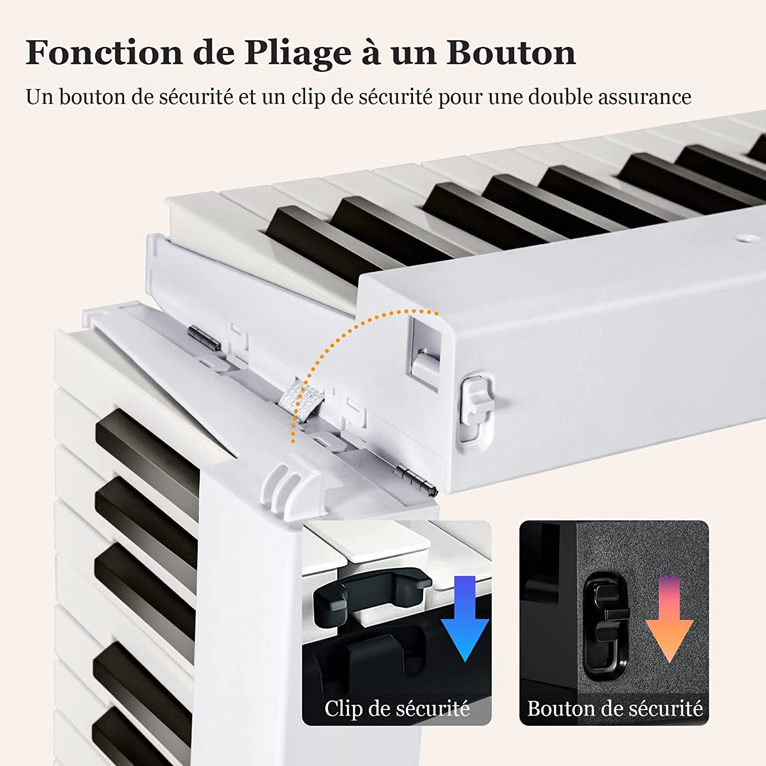 Piano Numérique Pliable À 88 Touches Avec Pupitre,clavier Electrique Portable Avec Touche Lumineuse