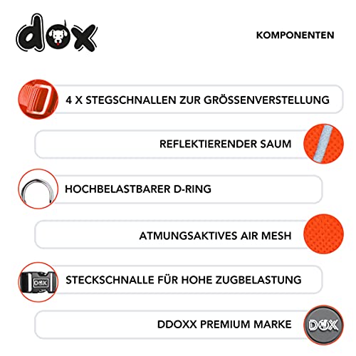 Ddoxx Harnais Veste Chien Air Mesh, Réfléchissante, Rembourrée, Réglable | Nombreuses Couleurs & Tailles | Pour Petit, M