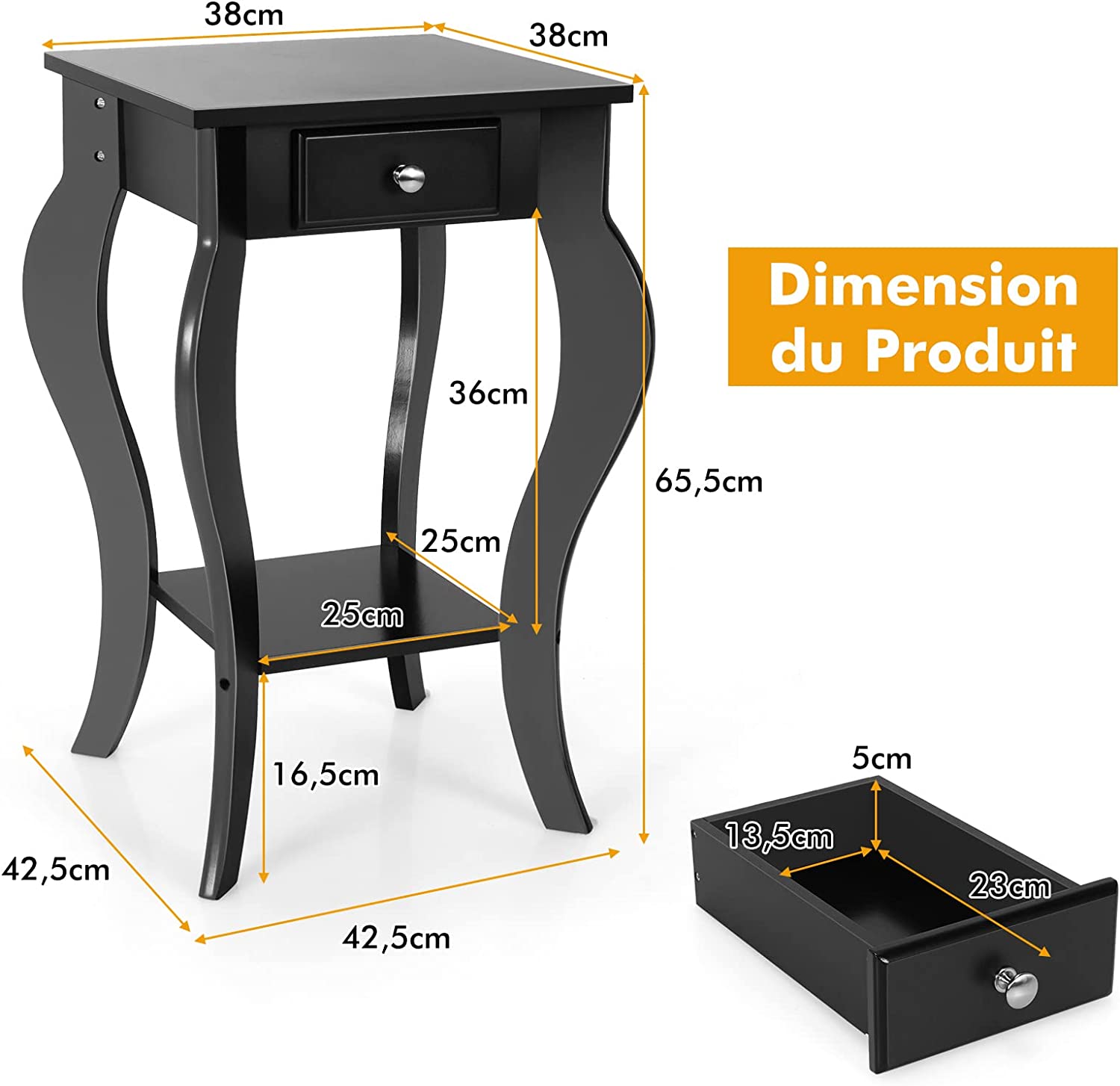 Table D'Appoint Mobile Convertible COSTWAY - Avec 3 Étages, Forme En L, Roulettes, Bureau D'Angle Pour Salon, Chambre, Marron Rustique