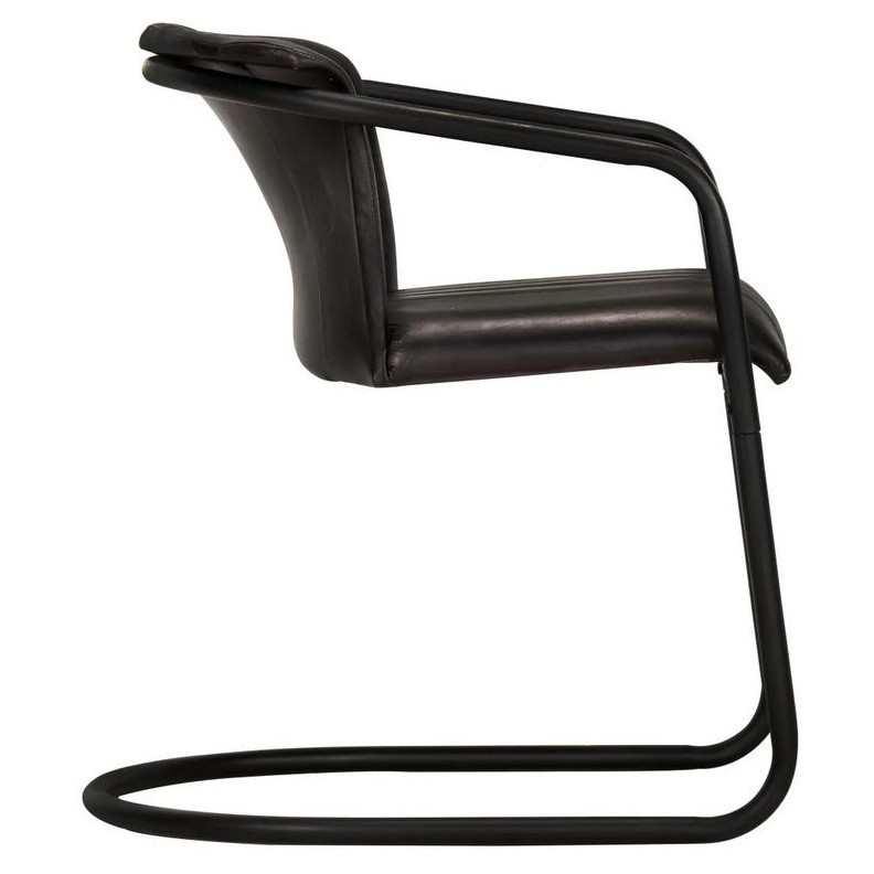Chaise Cuir Noir Et Pieds Métal Noir Joyn - Lot De 2