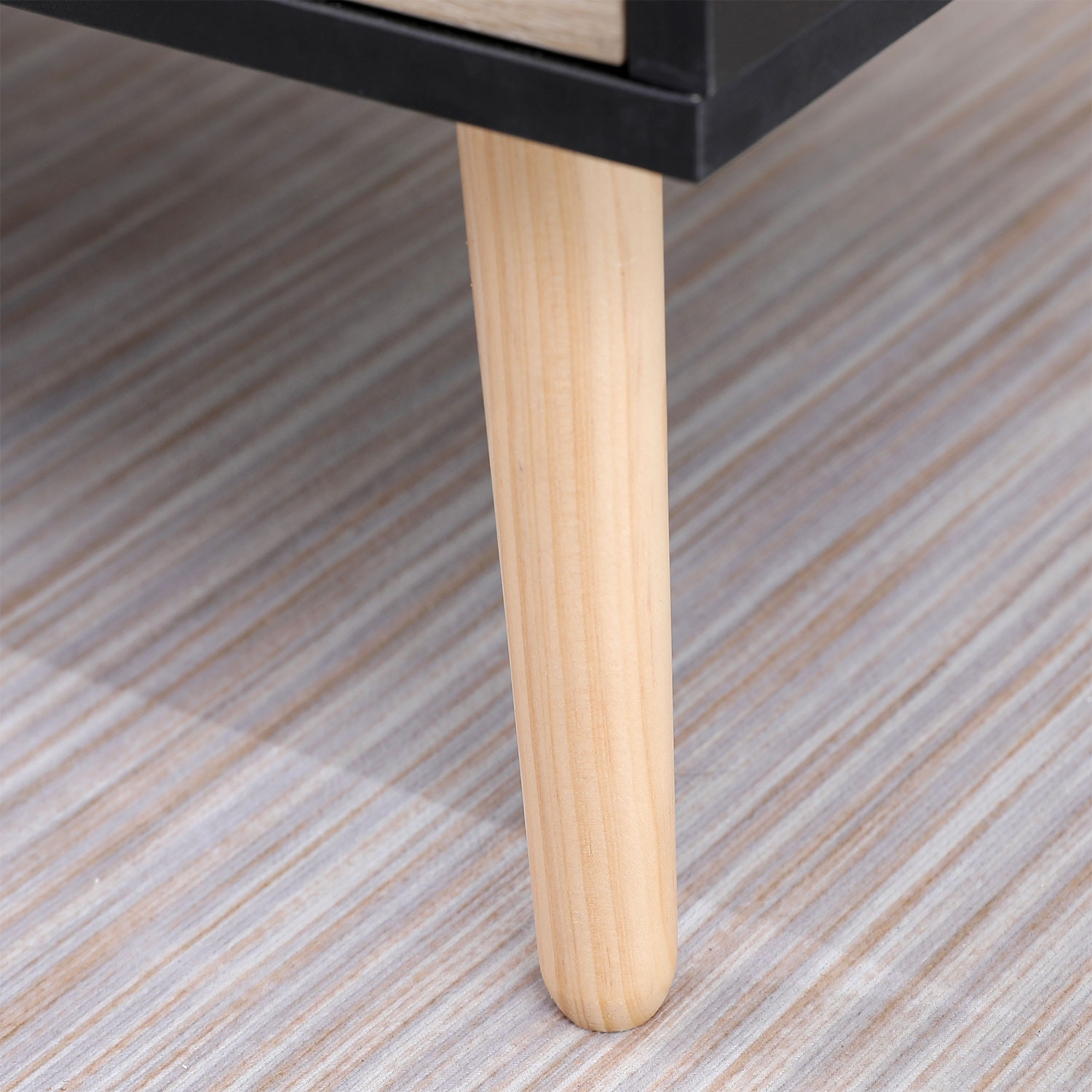 Senja - Table Basse Avec Casier Et Tiroir Style Scandinave - Noir