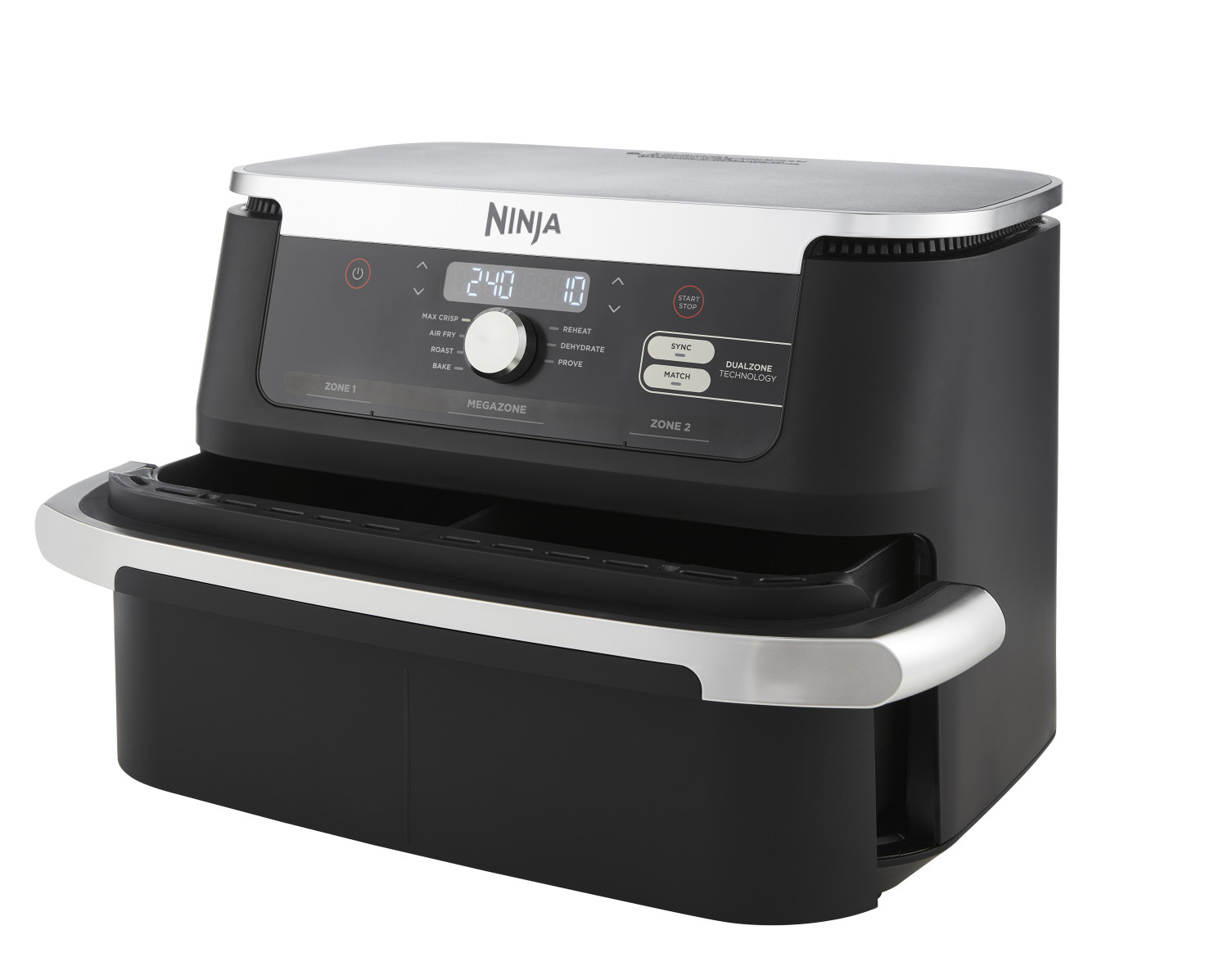 Ninja AF500EU friteuse Double 10,4 L Autonome 2470 W Friteuse d'air chaud Noir, Acier inoxydable