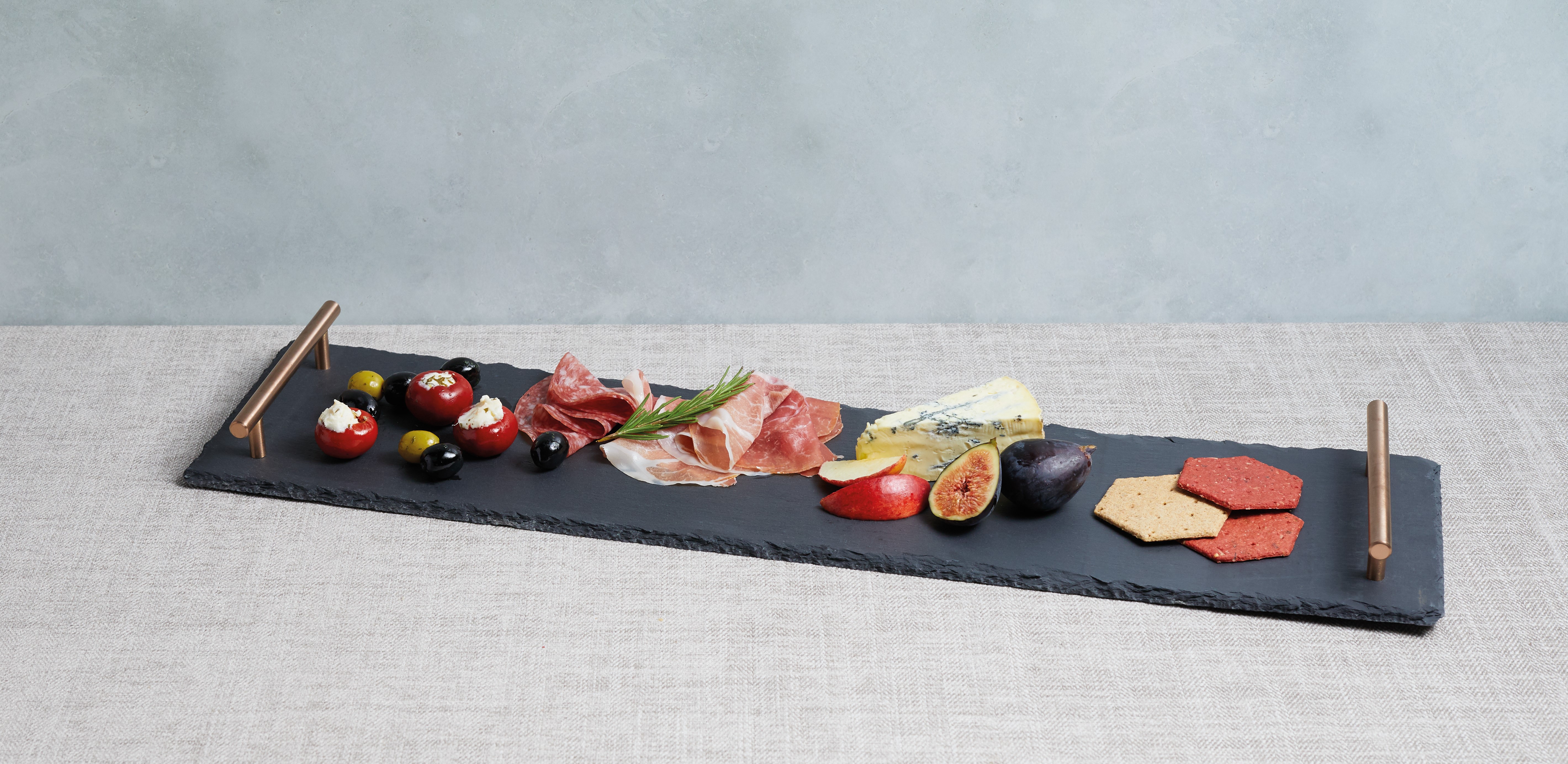 Artesà - Plateau Pour L'apéritif, Présentoir À Fromages Et Gâteaux Rectangulaire En Ardoise, 60 X 15 Cm - Ardoise