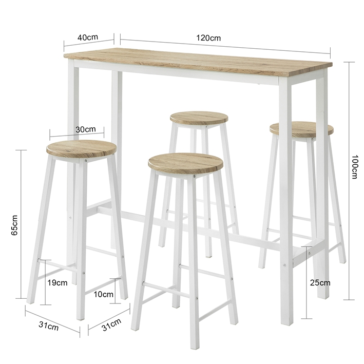 Table + 4 X Tabourets De Bar Ogt22-wn