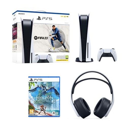 Pack Console Sony PS5 Standard + FIFA 23 + Horizon Forbidden West + Casque Sony Sans Fil Pulse 3D