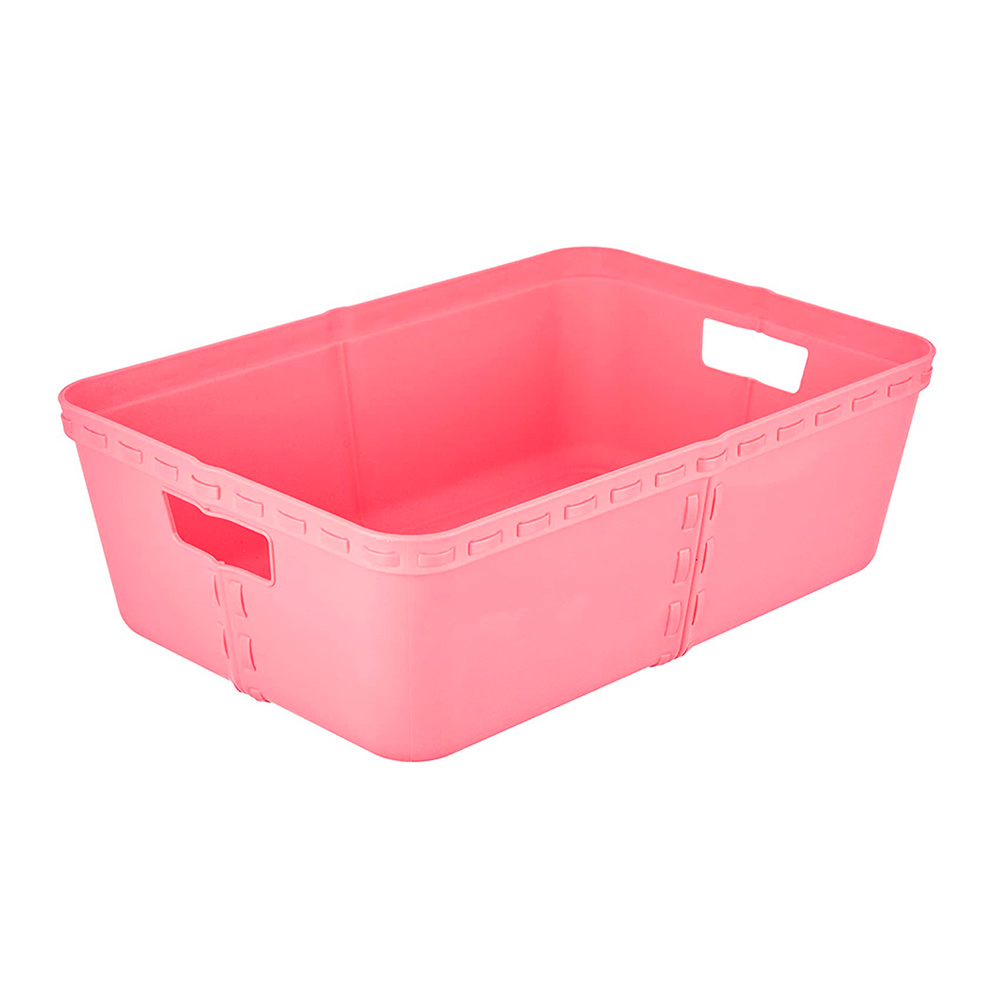 3x Panier De Rangement T Grand Rose 35x24x11
