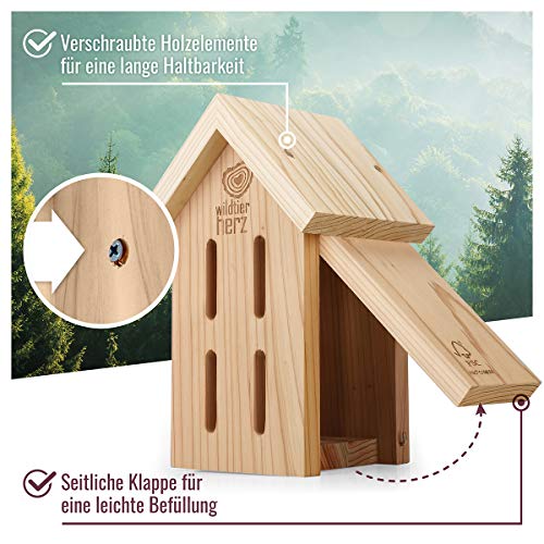 Hôtel à Insectes Papillon En Bois Massif - Non Traité, Résistant Aux Intempéries, 28x20x20 Cm