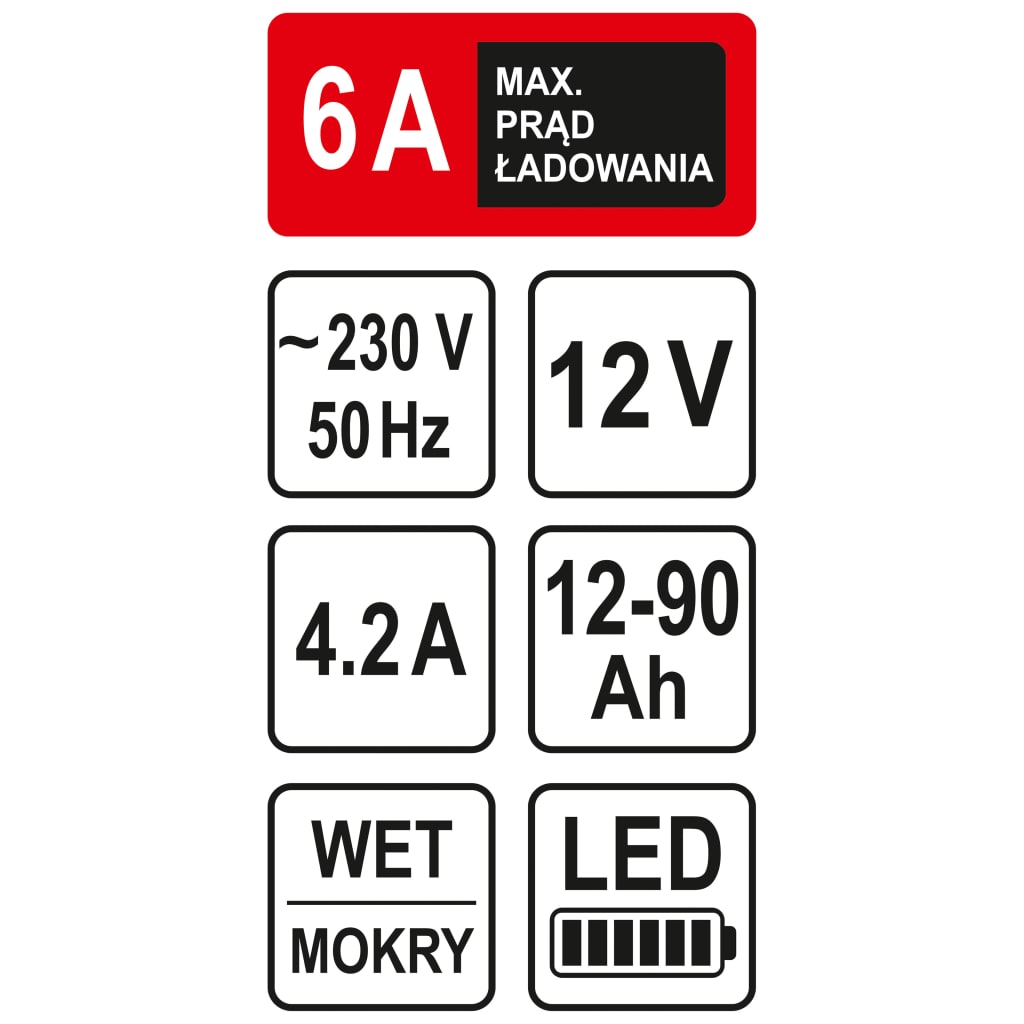 Chargeur De Batterie Avec Led 12v 6a 90ah Sthor