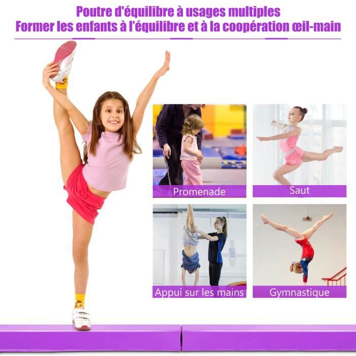 Costway Poutre Gymnastique, Poutre D'équilibre En Mousse Avec Faux Cuir Pour Enfant Adulte